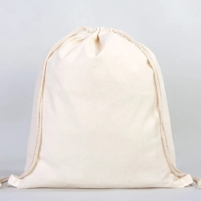 İpli Büzgülü Ham Bez Sırt Çantası - Görsel 3