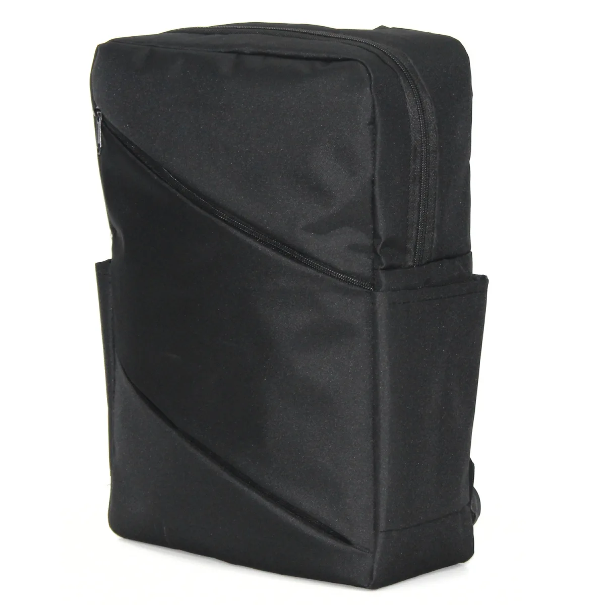 Asimetrik Fermuar Tasarım Sade Şık Laptop Bölmeli Sırt Çantası - Görsel 3